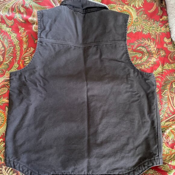 Men's Carhartt Dark Brown Cotton Loose Fit Washed Duck Sherpa-Lined Vest Medium! - Picture 13 of 16
